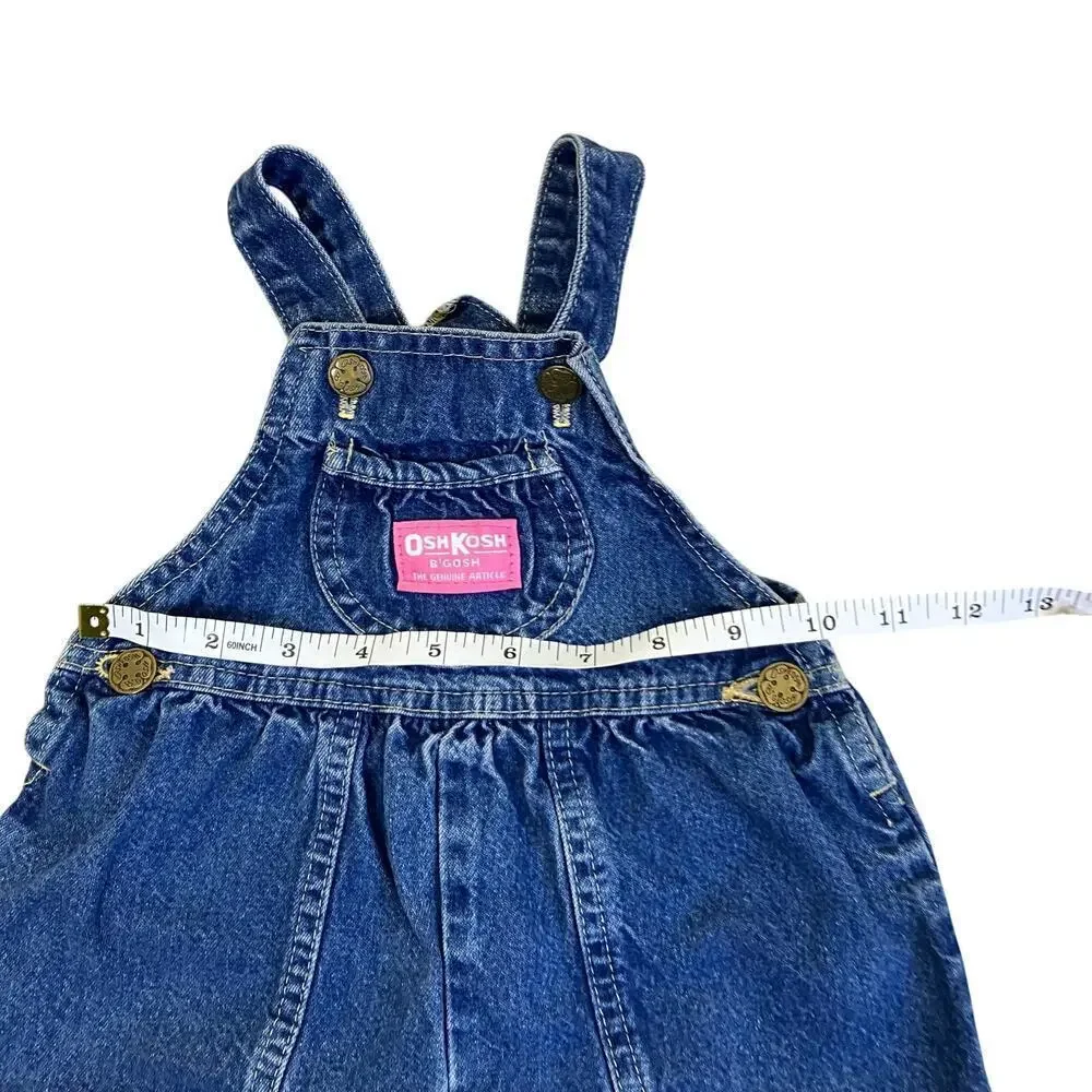 OshKosh Vintage 90s Bubble Leg Bib Style Denim Overalls USA Made Sz 12Mo